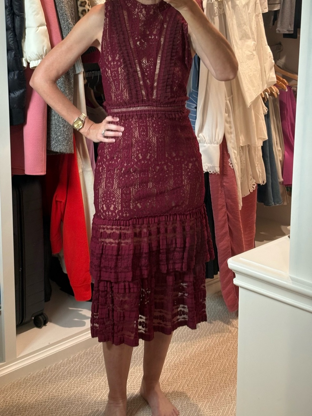 Endless Rose Burgundy Lace Midi Dress